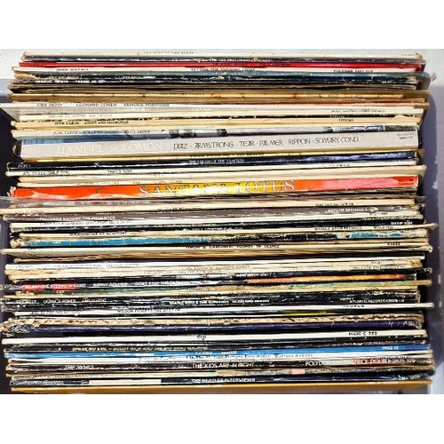 395 - A box of over 60 LPs to include Beatles, etc.