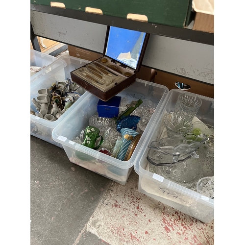 707 - Three boxes of mixed items - 2 boxes of glassware and one containing mainly figurines etc