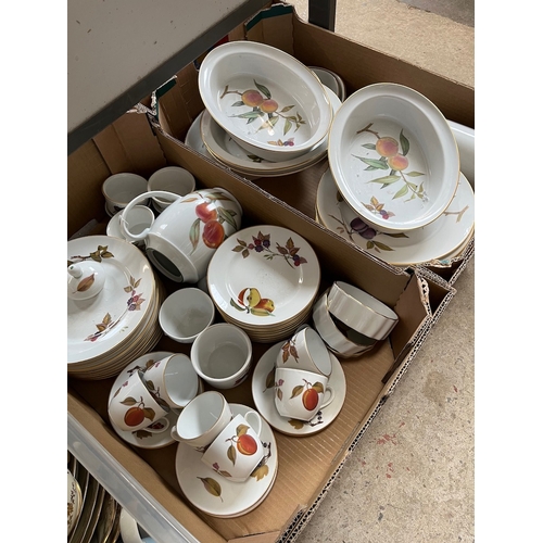 709 - Two boxes of Royal Worcester 'Evesham' teaware, approximately 60 pieces.