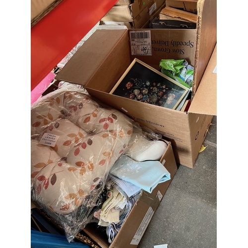 208 - 2 boxes of misc including dressing table set, money box, jewellery box, sewing bag with contents, a ... 