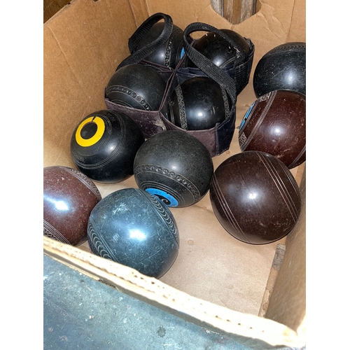 74 - Collection of crown green bowls to include Taylor Lignoid, etc