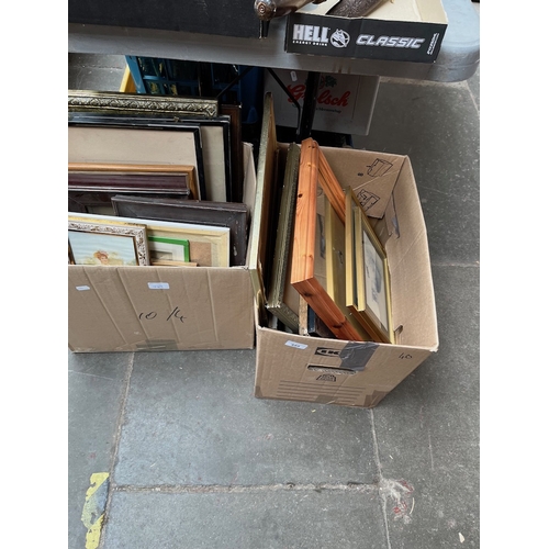 191 - 2 boxes of books and 2 boxes of pictures, prints and frames