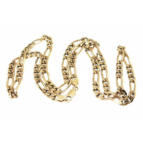 123 - A 9ct gold flat link chain, marked '375' and also with 9ct gold import marks, length 76cm, wt. 63.2g... 