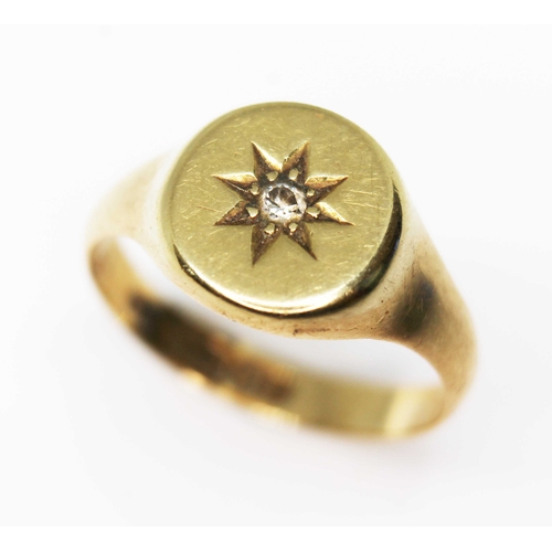 144 - An antique diamond signet ring, hallmarked 18ct gold, Birmingham 1918, gross wt. 6.3g, size S/T.