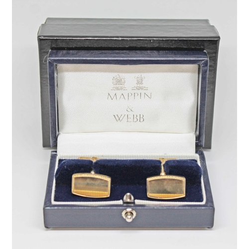 156 - A pair of Mappin & Webb 9ct gold cufflinks, Birmingham 1994, wt. 18.1g, with inner and outer boxes.