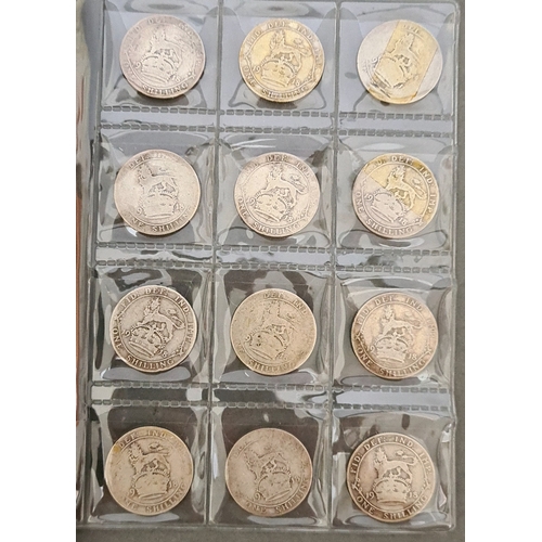 72 - A collection of approximately 81 shillings, various dates 1918 to 1960 & 8 half pennies, various dat... 