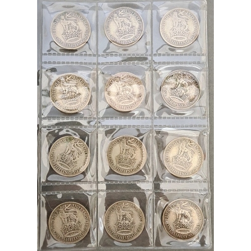 72 - A collection of approximately 81 shillings, various dates 1918 to 1960 & 8 half pennies, various dat... 