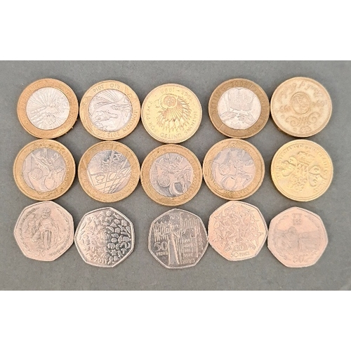 62 - A circulated Kew Gardens 50p with a small group of collectable £2 & 50p coins.