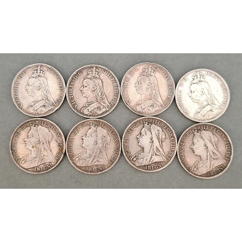 63 - Victoria (1837-1901), eight crowns, various dates, 1887 to 1900.