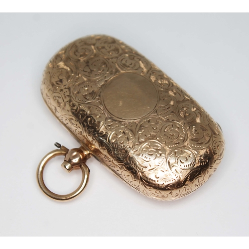 210 - An early 20th century hallmarked 9ct gold sovereign case, length 55mm, gross wt. 20.3g.