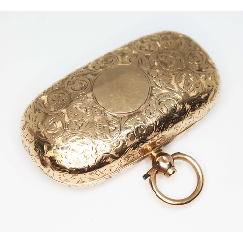 210 - An early 20th century hallmarked 9ct gold sovereign case, length 55mm, gross wt. 20.3g.