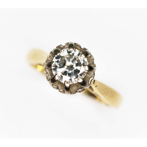 213 - A diamond solitaire ring, the round brilliant cut stone weighing approx. 0.48ct, the band indistinct... 