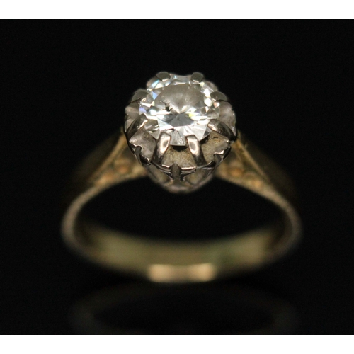 213 - A diamond solitaire ring, the round brilliant cut stone weighing approx. 0.48ct, the band indistinct... 