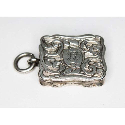 228 - A Victorian miniature silver vinaigrette, Alfred Taylor, Birmingham 1855, length 25mm.