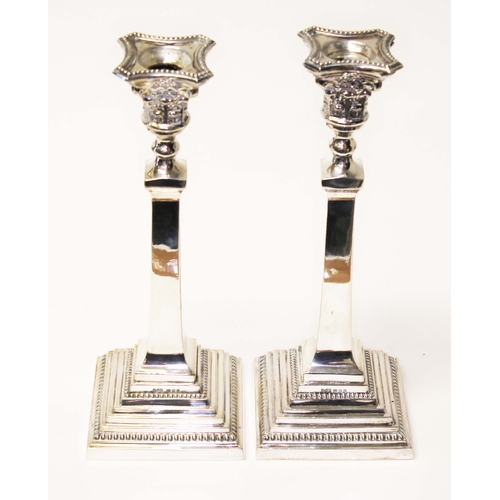 256 - A pair of George VI silver candlesticks, A Taite & Sons Ltd, London 1951, height 26.5cm, wt. 20.2ozt... 