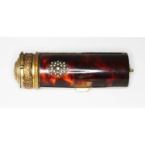 267 - An early 20th century French tortoiseshell minaudiere, length 9.5cm.