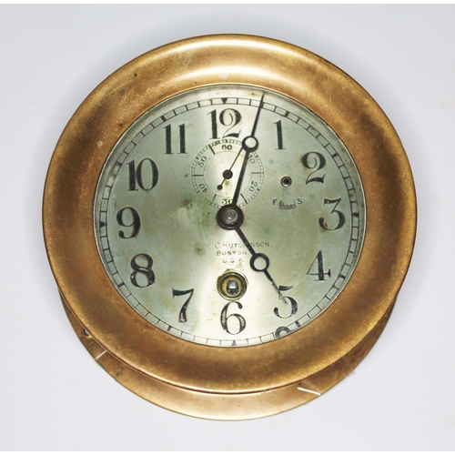 269 - A Chelsea Clock Co. bulkhead clock, diameter 14cm, with certificate.