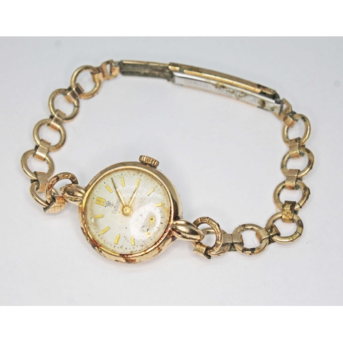 80 - A ladies Rolex Tudor 9ct gold wristwatch with rolled gold strap.