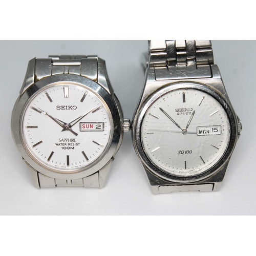 84 - A Seiko Sapphire 100m stainless quartz wristwatch and another Seiko watch.