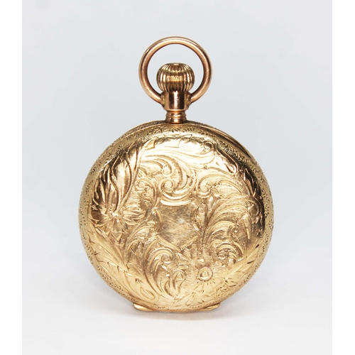 87 - An American Waltham open faced pocket watch, engraved outer case, marked '10c', diameter 38mm, gross... 