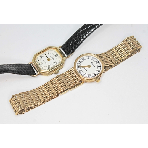 88 - A hallmarked 9ct gold Sovereign wristwatch with 9ct gold strap, gross wt. 17.6g and a hallmarked 9ct... 