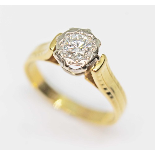 155 - A hallmarked 18ct gold diamond solitaire ring, the round brilliant cut diamond weighing approx. 0.29... 