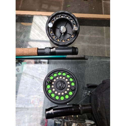 106 - 5 fly fishing rods with 2 reels