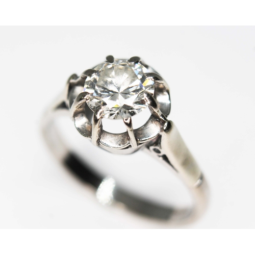 79B - A diamond solitaire ring, the modern round brilliant cut stone weighing approx. 1.06ct (estimated wh... 