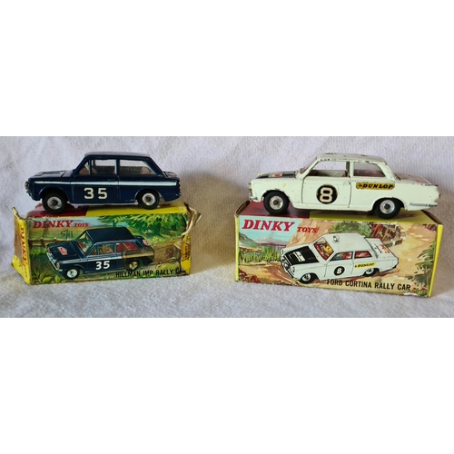11 - Dinky Toys, 2 vehicles, 212 Ford Cortina Rally Car & 214 Hillman Imp Rally Car, both boxed.