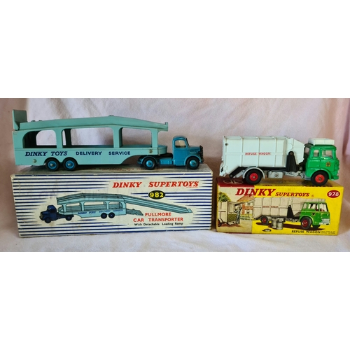 9 - Dinky Supertoys, 2 vehicles, 978 Refuse Wagon & 982 Pullmore Car Transporter, both boxed.