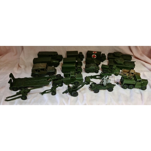 21 - Dinky Toys/Supertoys, A group of play worn Military vehicles to include 3 x 623 Army Wagons, 626 Mil... 