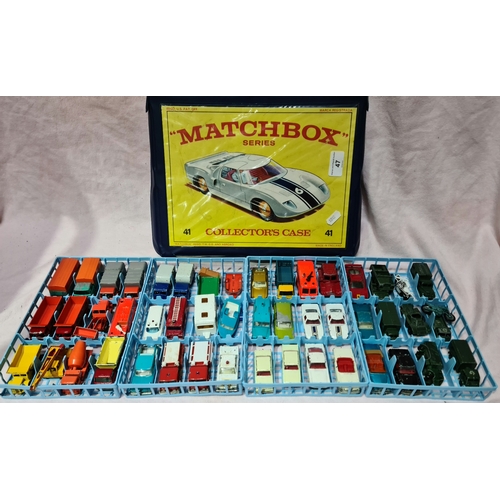 47 - A Matchbox series collector's case with 4 trays of various vehicles.