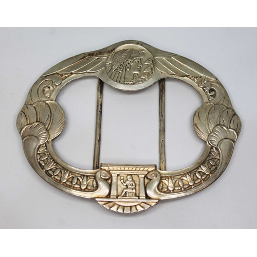 200 - An Art Nouveau white metal buckle by Armand Bargas, circa 1900, monogrammed 'AB', length 85mm.