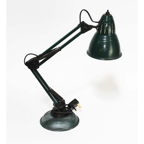 132 - A green anglepoise lamp.