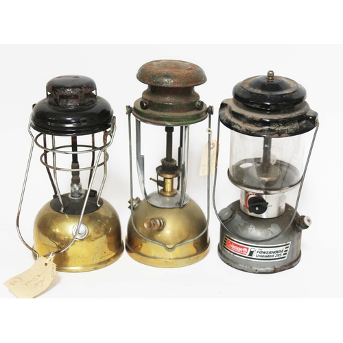 147 - A group of three pressure lamps comprising a Tilley, a Willis and Bates Bialladin and a Coleman.