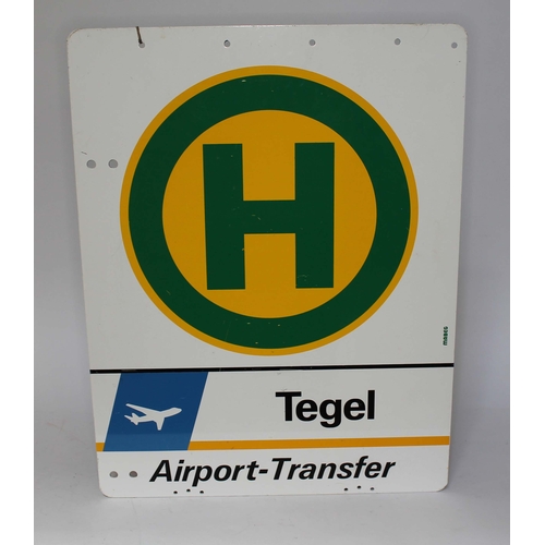 161 - A Cold War era Tegel airport helipad metal sign 45cvm x 59cm.