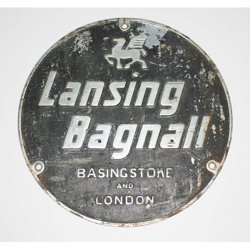171 - A Lansing Bagnall forklift badge, diameter 22cm.