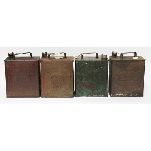 179 - A group of four spirit/fuel cans comprising two Shell and two Esso circa 1930s.