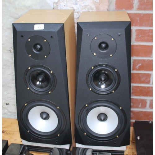 53 - A pair of trapezoid shaped loud speakers, unmarked, 75 watt, 8 Ohms, 8