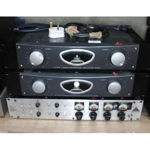 61 - Three rack mounting Behringer HiFi separates comprising two Ultra Linear Reference Amplifier A500 an... 