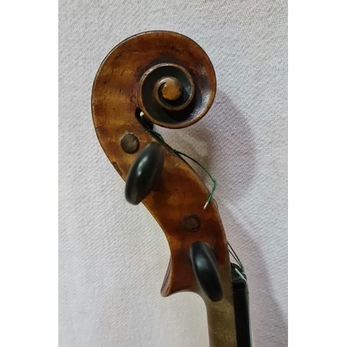 237 - An antique violin, two piece back length 356mm, with hard case.