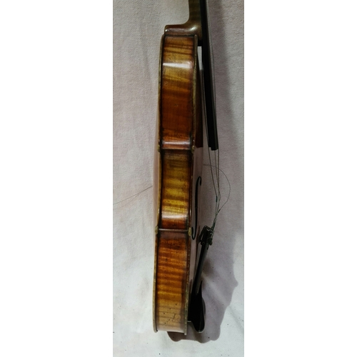 237 - An antique violin, two piece back length 356mm, with hard case.