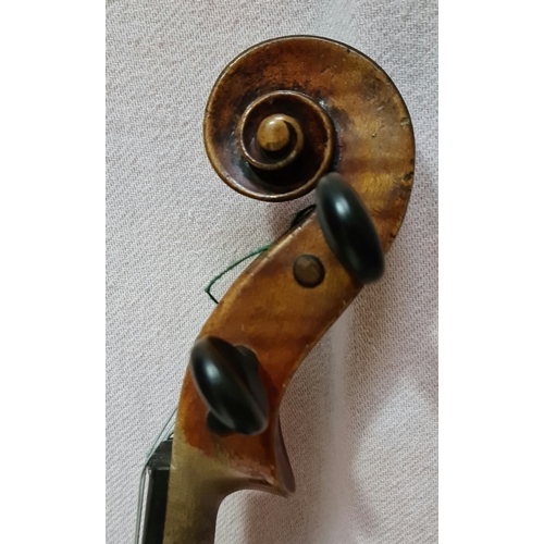 237 - An antique violin, two piece back length 356mm, with hard case.