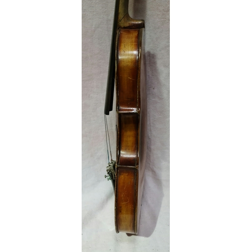 238 - An antique violin, two piece back length 362mm, with wooden case.