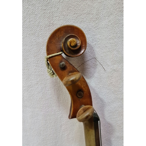 238 - An antique violin, two piece back length 362mm, with wooden case.