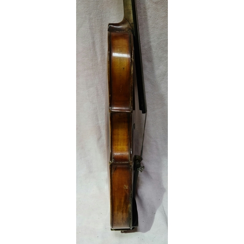 238 - An antique violin, two piece back length 362mm, with wooden case.