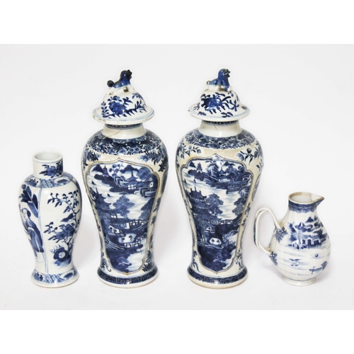 290 - Assorted Chinese porcelain comprising a pair of baluster vases with covers, an export jug and anothe... 