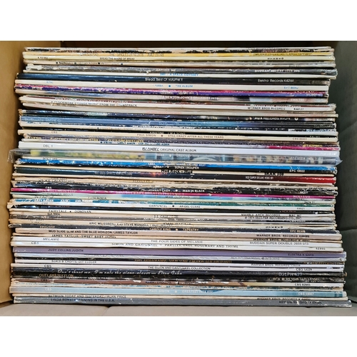 89 - A box of approx. 70 LPs, rock, folk and pop including James Taylor, Carole King, Paul Simon, John Le... 