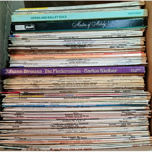 94 - A box of LPs, approx. 90, mainly classical.