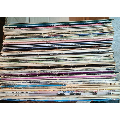 95 - A box of LPs, approx. 60, rock and pop circa 1970s/1980s. including Pink Floyd, Prince, Bowie, TRex,... 